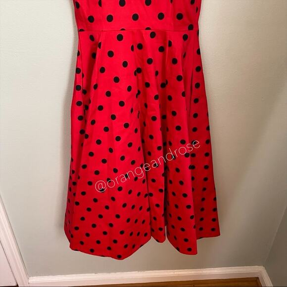 MARIANNA SENCHINA Red Black Polkadot Runway Midi Dress XS - Picture 8 of 16